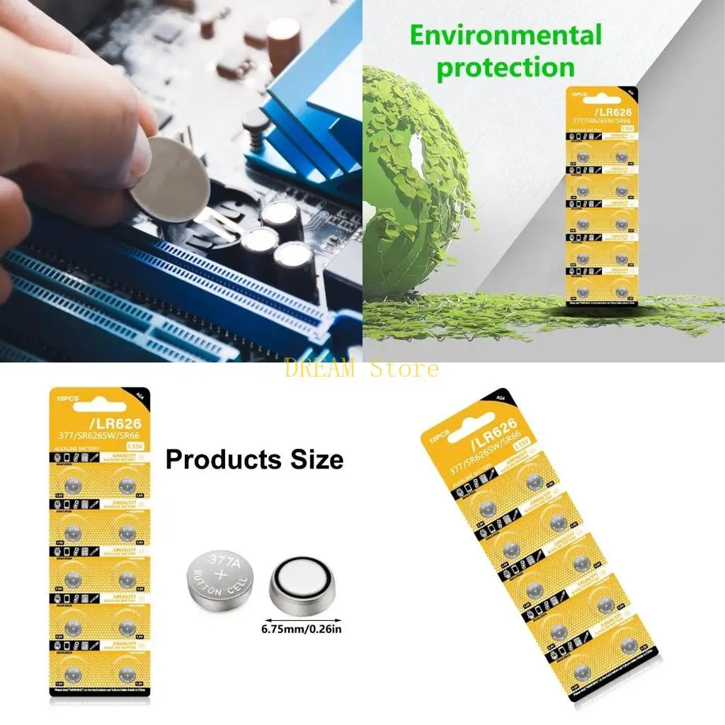 10 Pieces LR626 Alkaline Button Batteries 1.5V Capacity Replacement AG4/LR66/177/GP77A for Various Electronic Devices best sale