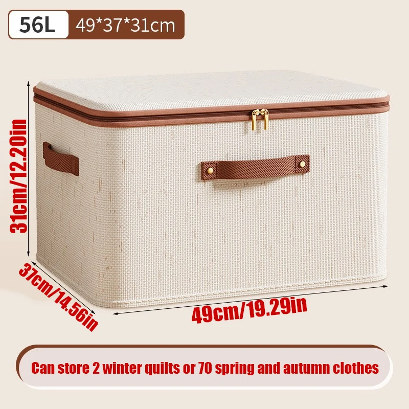 1 Large Household Storage Box With Hard Shell Cotton And Linen Storage Box And Lid, Storing Clothes, Toys, And Blankets