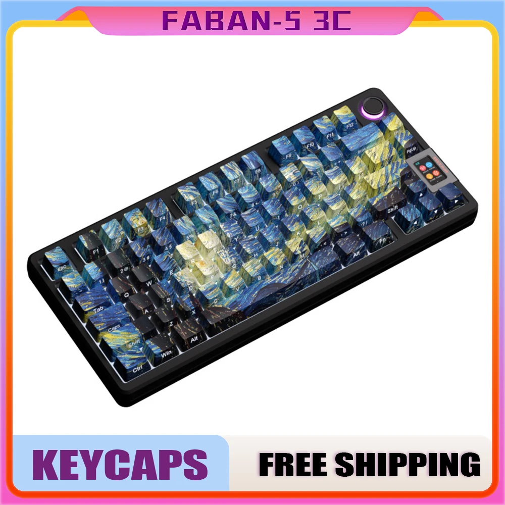 108 Keys Van Gogh Keycaps Translucent Pbt Double Shot Side Print Shine Through Backlit Keycap Iso Key For Mx Mechanical Keyboard