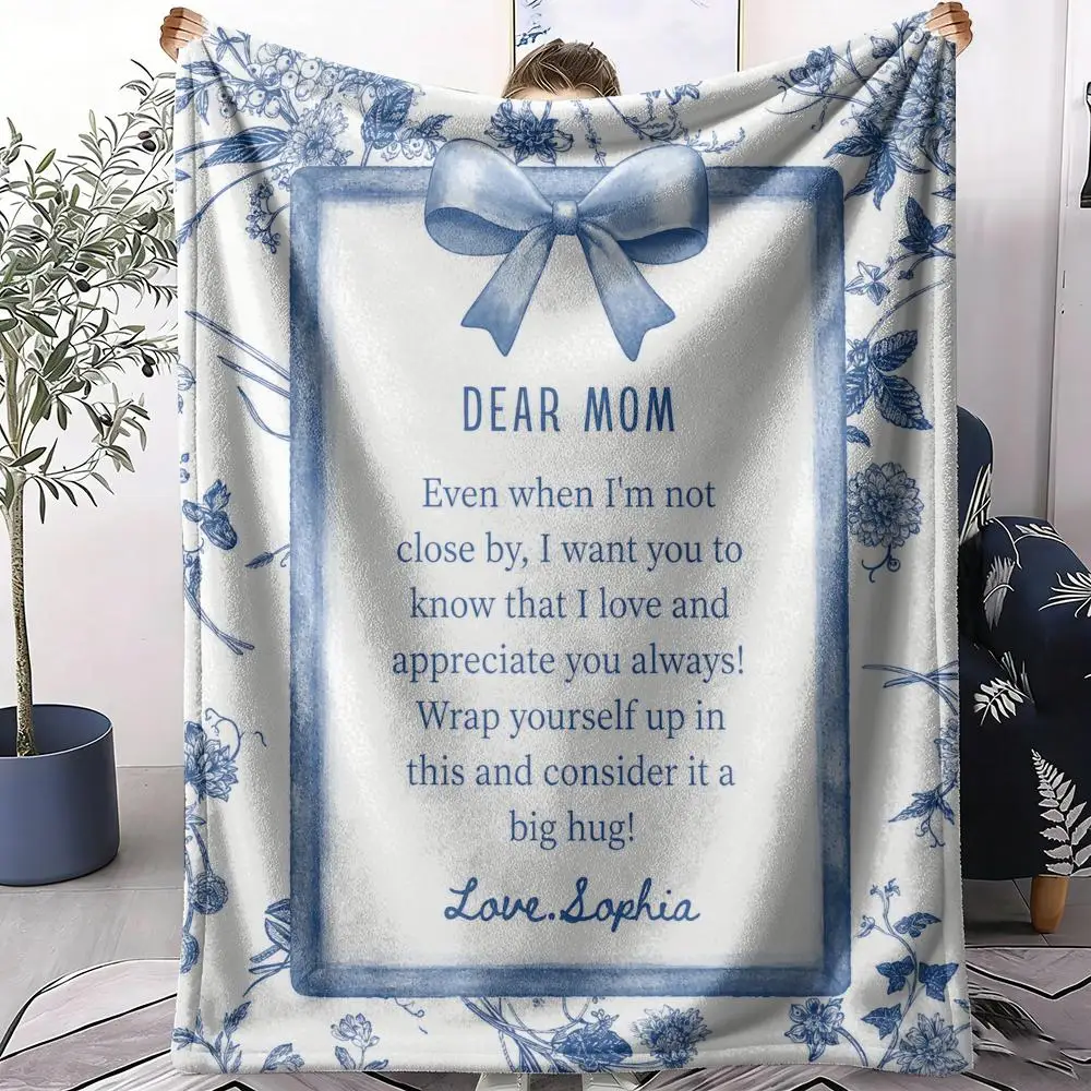 Blue Floral Tribute Throw Soft Flannel Throw Summer AC Blanket Lightweight Cool Nap Blanket for Sofa Bed Couch Travel