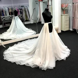 Real Image Detachable Underskirt Train Wedding Soft Tulle Removable Skirt Bridal Overskirt White Ivory Custom Made Petticoat