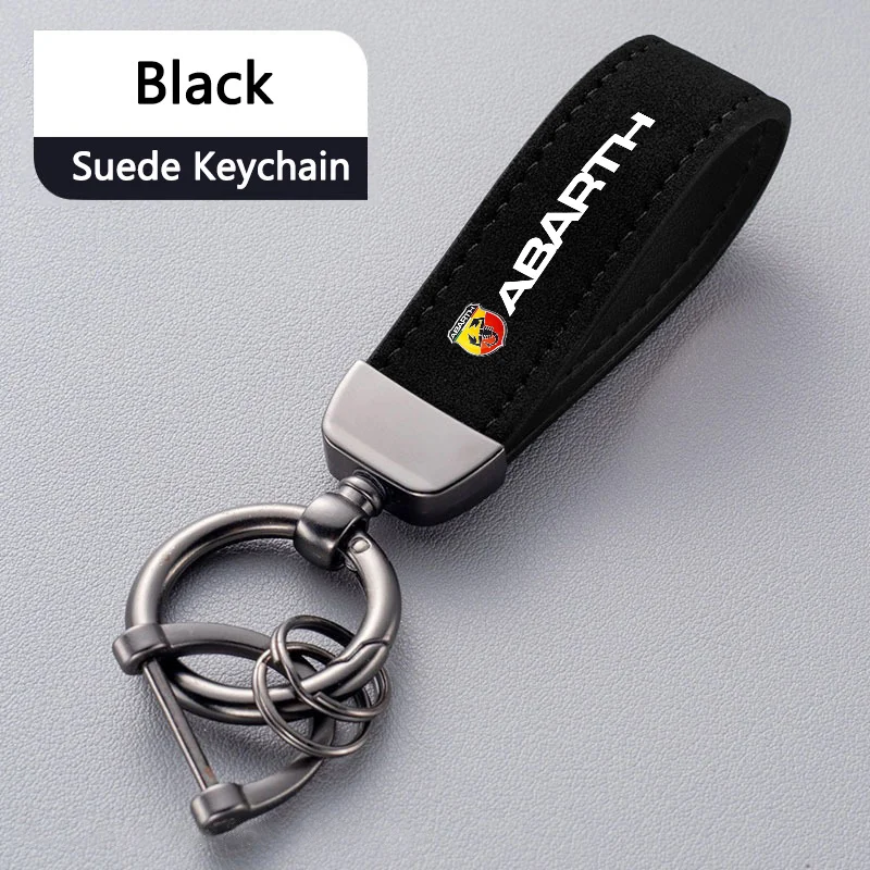 Leather Car Ring Keychain Zinc Alloy Keyring Key Chain Pendant Gifts For Fiat Abarth 124 spider 500 595 695 C Auto Accessories - view 4