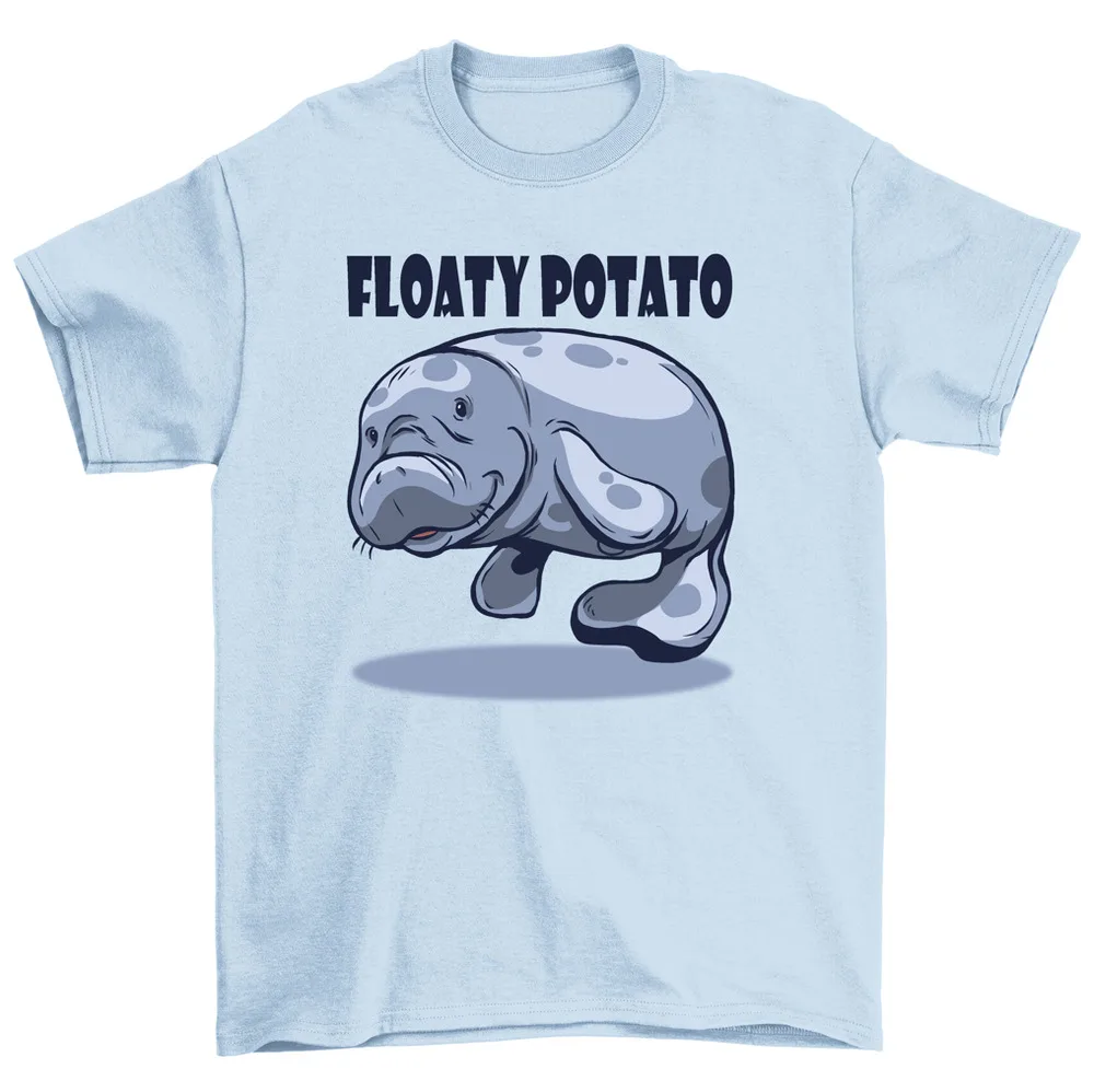 Floaty Potato Manatee T-Shirt Cool Marine Animal Tees Men Women High Quality 100%Cotton Short Sleeve