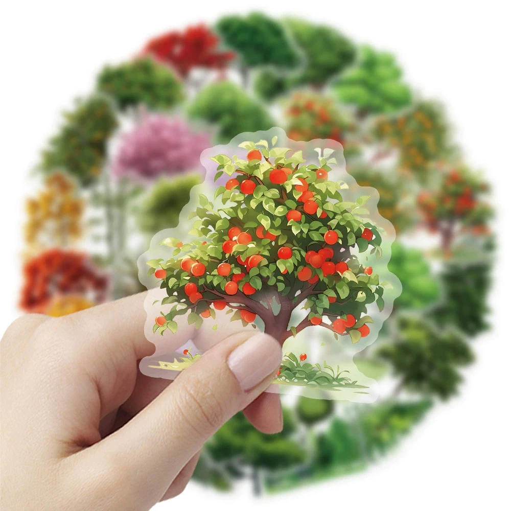 

10/30/50pcs Forest Plant Fruit Trees Landscape Stickers Creative Transparent PET Sticker Luggage Guitar Laptop Phone Decals Toy