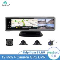 12 inch android dashboard 4 channel black box GPS Navigation 360° Panoramic camera adas dash cam WiFi App Remote Monitoring