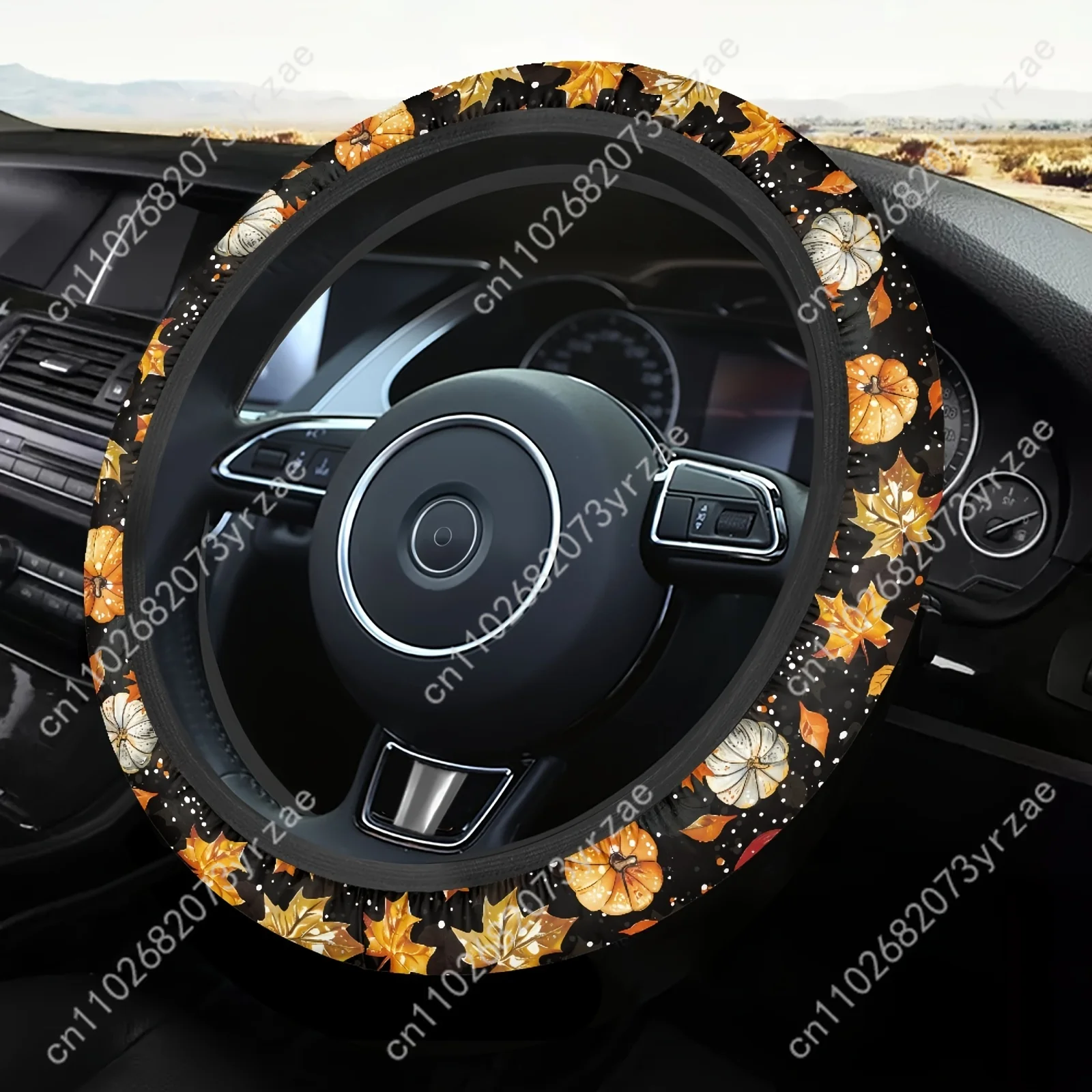 

Pumpkin Maple Leaf Car Steering Wheels Cover Universal Type Environmental Friendly Comfortablenon-slip Steering Wheel Wrap