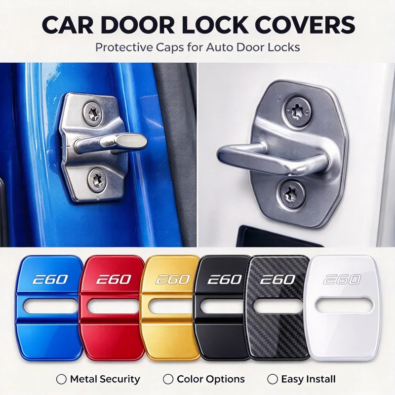 Stainless Steel Accessories 6 Colors Car Door Lock Covers Case Decals Anti-rust Protection Buckle Stickers for BMW E60 Emblem