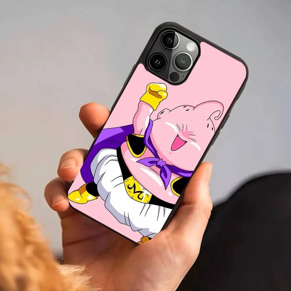 Милый чехол для телефона Majin Buu в стиле аниме, подходит для Apple 16 PRO MAX 15 14 13 12 MINI 11 с нашивкой, черный твердый корпус