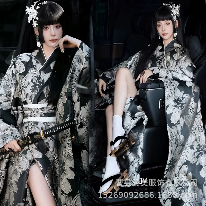 

Japanese Traditional Kimono Cosplay Yukata Geisha Gown Formal Party Dress Fashion Photography Clothes Ethnic Style Streetwear