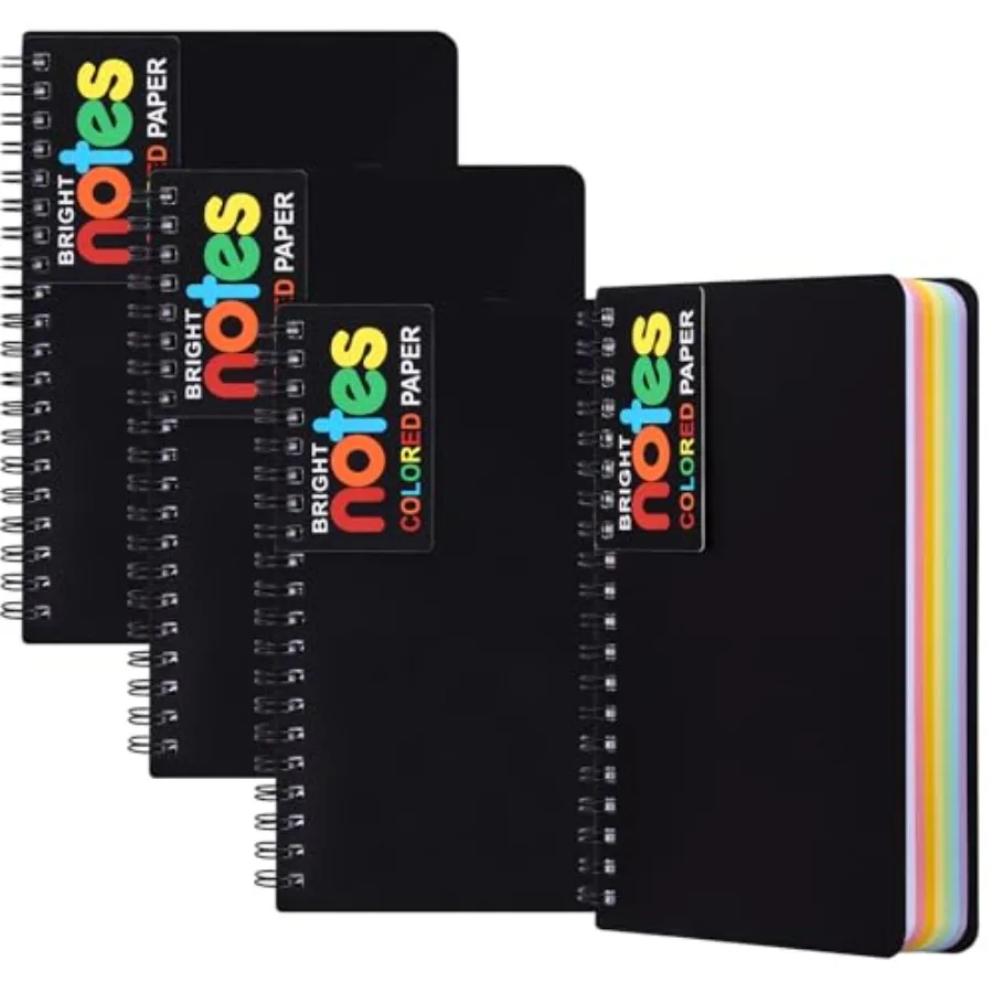 4 Pack 5 x 7in Spiral Notebook, Spiral Journals, Poly Cover 7 Bright Neon Colored Lined Paper Memo Pads 100 Sheets/200 Pages fo