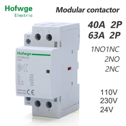 HCH8s-63 Household Contactor 2P 40A 63A 2NO or 2NC  1NO1NC 24V 110V  220V Automatic  Contactor Din Rail Type