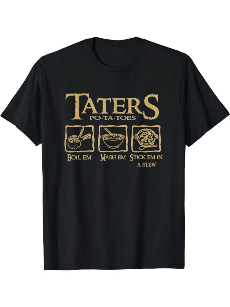 with Humorous Potato Quote design -100% cotton summer casual round neck printed men's T-shirt.