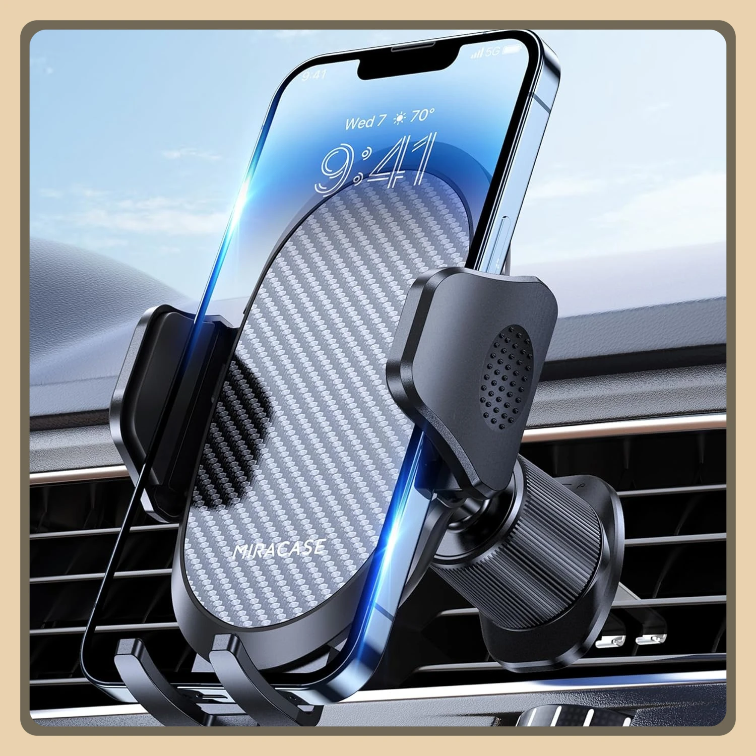 

Car Air Vent Phone Holder, Metal Hook Clip for iPhone Android Garmin GPS Dark Black