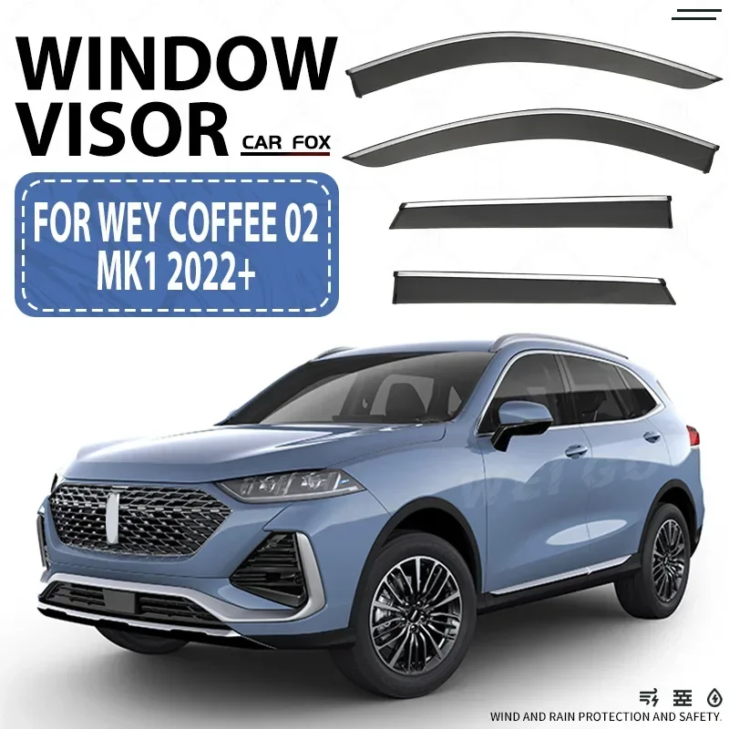 Fit for Wey Coffee 02 2022+ Window visor Car Sun Rain Guard Vent Shade Deflector Wind Weathershield Moulding Trim