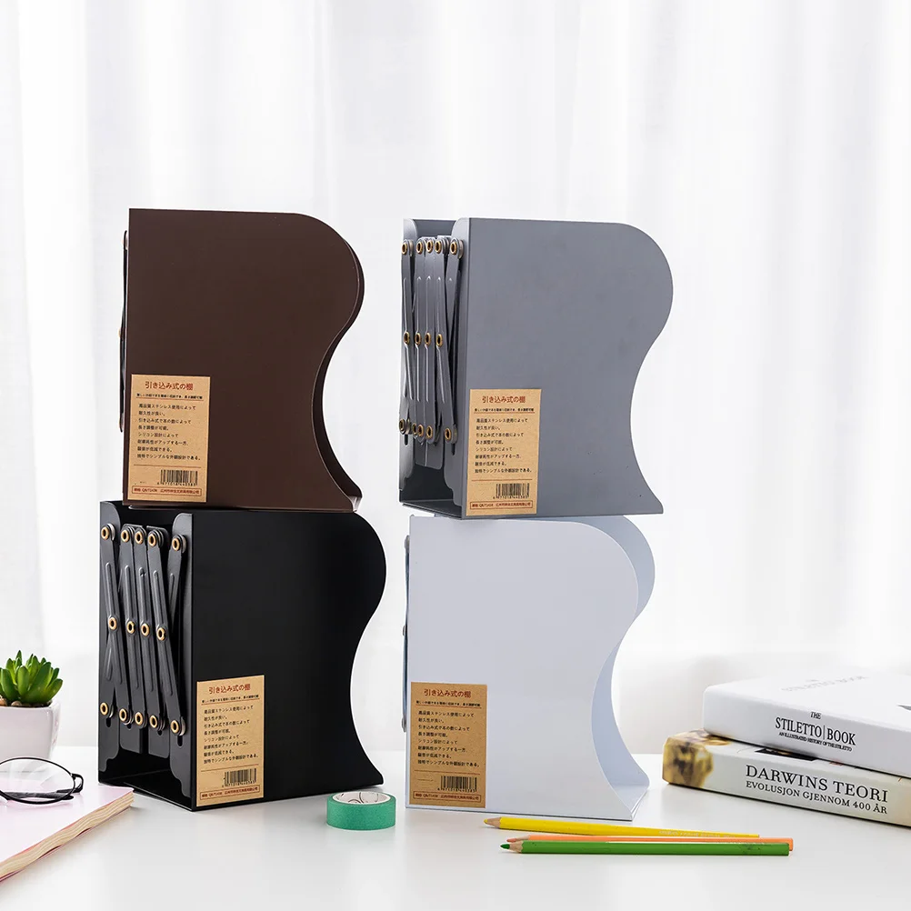 Metal Bookend Telescopic Book Stand Heavy Duty Organizer Storage Rack For Home Office Library Classroom Shelf Protection