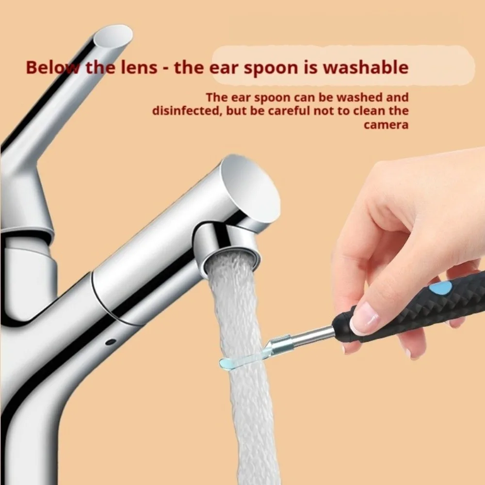 منظف الأذن البصري المحمول، أضواء LED، اتصال واي فاي، أعواد الأذن مع كاميرا شحن USB، أداة تنظيف الأذن