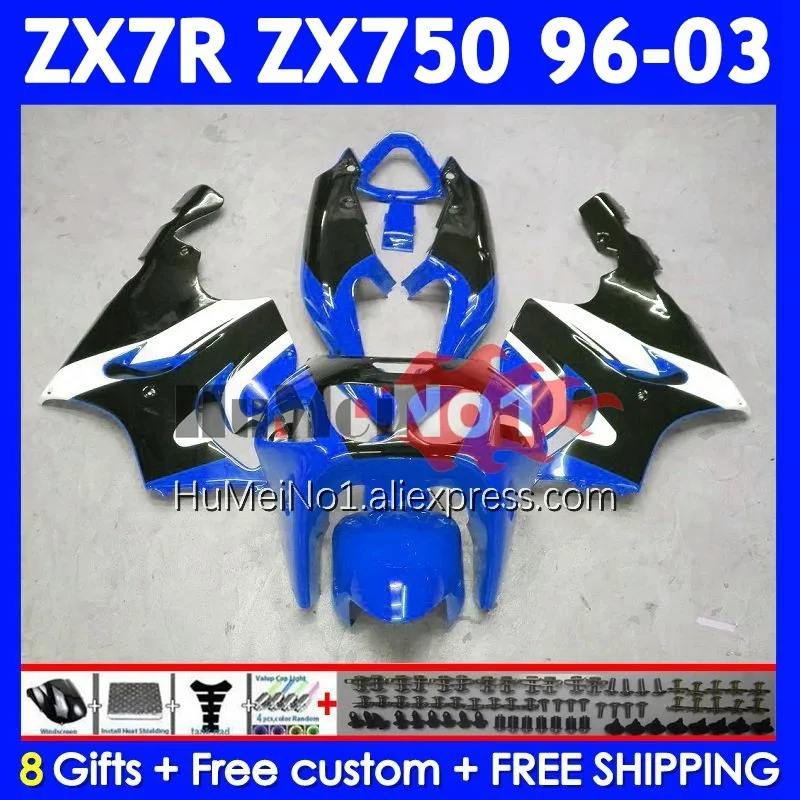 Body Kit For KAWASAKI NINJA ZX 7R 7 R 750 211No.74 ZX750 ZX-7R ZX7R ZX-750 1996 1997 1998 1999 00 01 02 03 Fairing Blue black