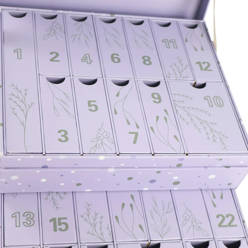 2025.New Design Double Drawer Calendar Gift Box 24 Day Cosmetics Nail Polish Packaging Advent Calendar Box With Custom logo