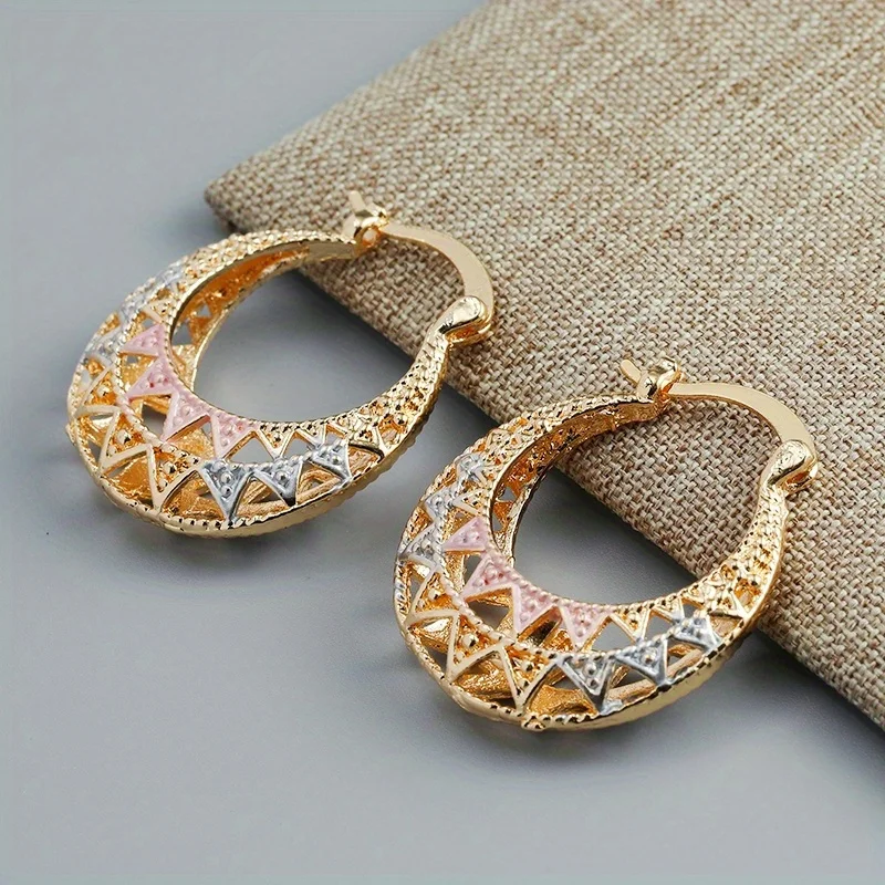 New Classic Trendy Hollow out Gold Earrings Copper Plated Round Eardrop For Women Girls Fashion Jewelry Accessories Wedding Gift