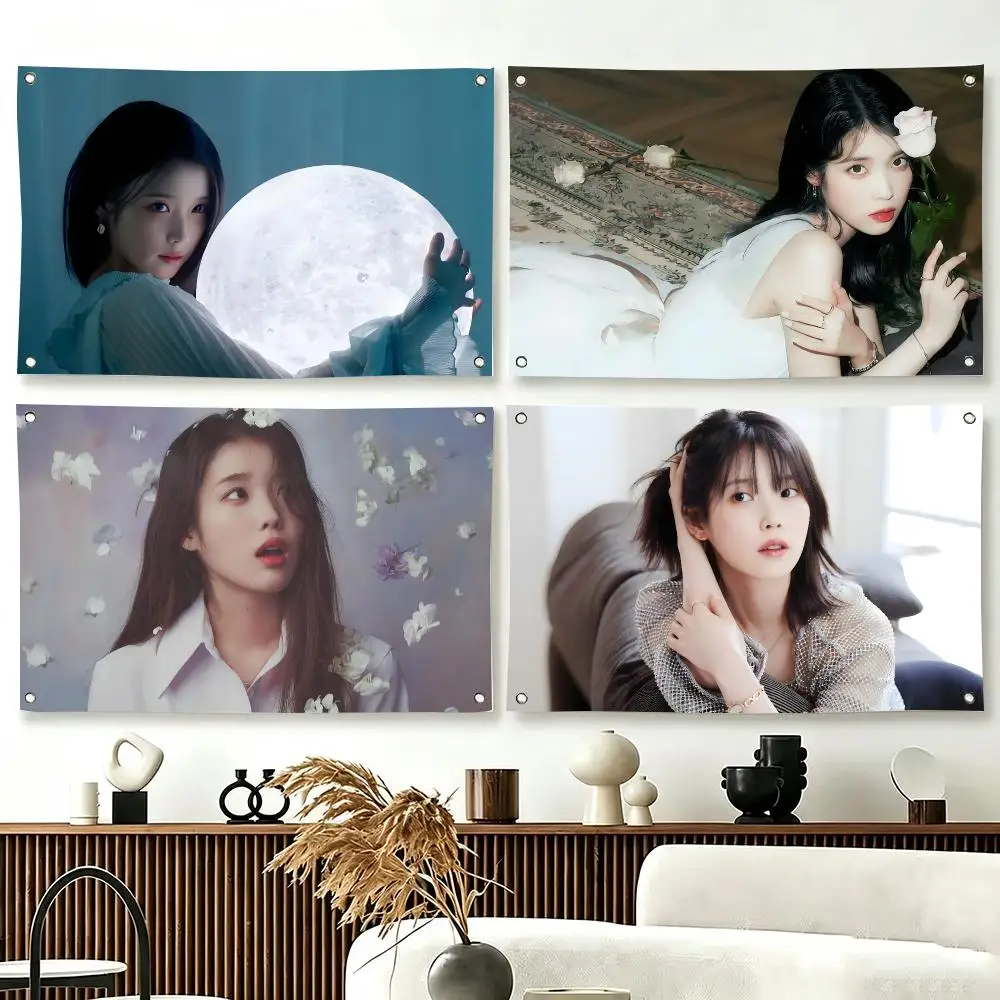 Singer L-Lee Ji‑eun IU Flags  For Living Room Home Dorm Decor Wall Outdoor Camping Party Banner Gifts