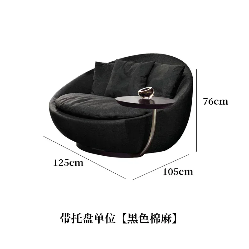 Italian minimalist round fabric sofa living room balcony leisure chair, rotatable