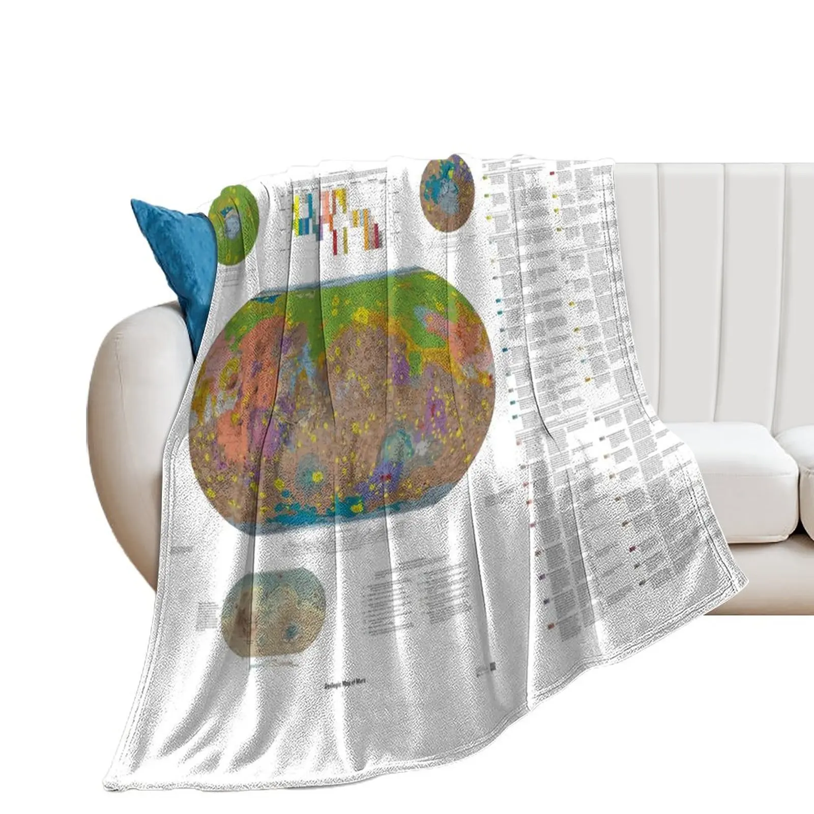 Mars Geological Surface Map Throw Blanket Designers Flannels Flannel Furrys Blankets