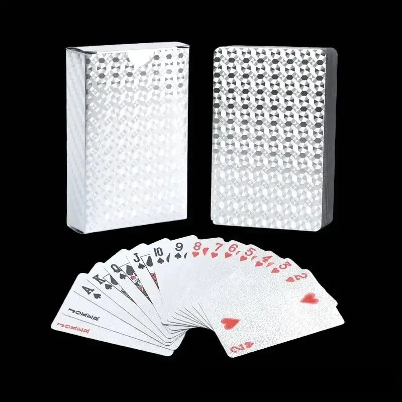 Silver Foil Playing Cards Poker Game Waterproof Plastic Poker Gift Collection Holiday Party Activities Chess and Card Souvenirs