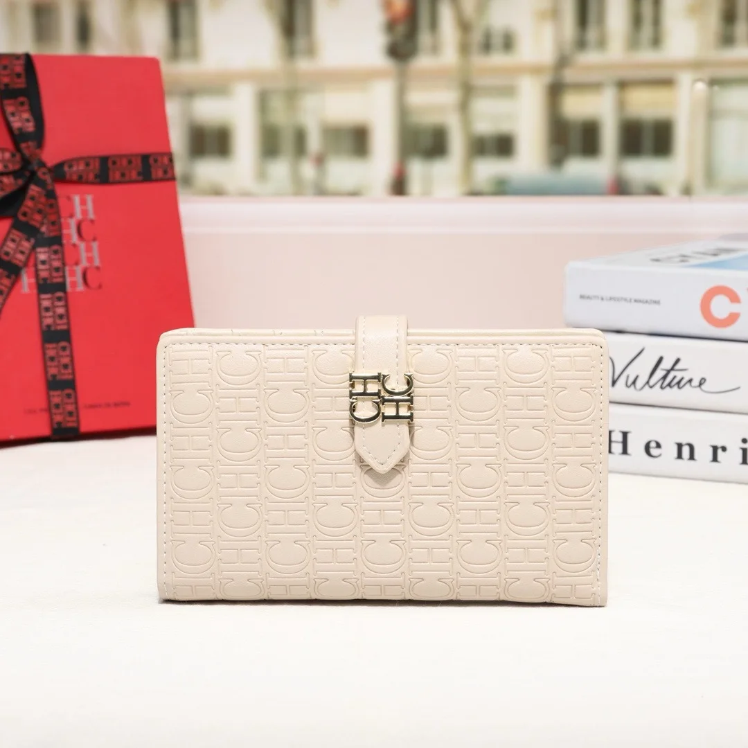 

CH High Quality European and American Fashion Women's Wallet Coin Card Bag Large Capacity Buckle Flip Cover New Women's Wallet