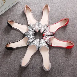 New Women Ballet Flat Rhinestone Pointy Ballerina Soft Sole Slip on Casual Female Crystal Elegant Wedding Shoes Ladies