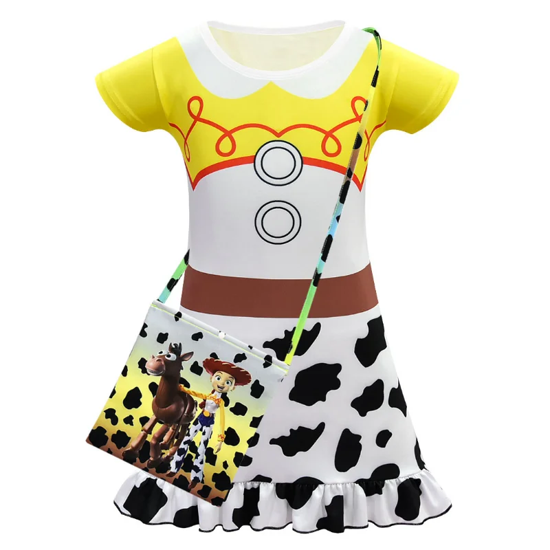 Toy Story Costume Baby Girls Movies Jessie Cosplay Cowgirls Dress With Bag Headwear Clothing Baby Kids Costume Outfits