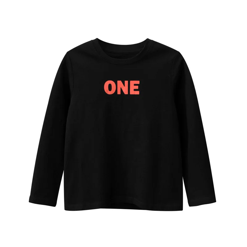 Korean Autumn Big Boys Long Sleeve T-shirts Cotton Letter Print White/black Bottoming Shirts Teenage O-neck Outifts 8 -16 Years