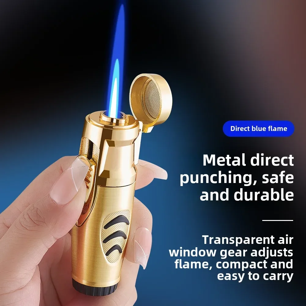 Encendedor de gas compacto de llama directa a prueba de viento para exteriores. Pequeña pistola pulverizadora. Adecuado para cigarros, barbacoas y iluminación de cigarrillos.
