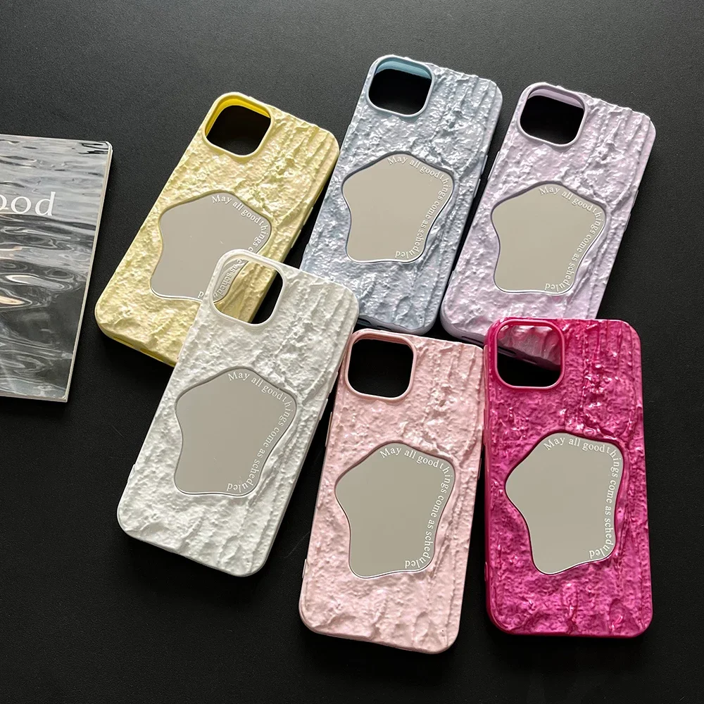 Cute Candy Color Phone Case For iPhone 16 15 14 13 12 11 Pro Max 3D Rock Pattern Soft Shockproof Back Cover