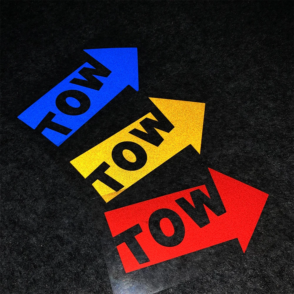 TOW Arrow Reflective Car Stickers Racing Decorative Modified Decals Decor Car Body  Window Rear Windshield Fuel Tank Cap Bumper