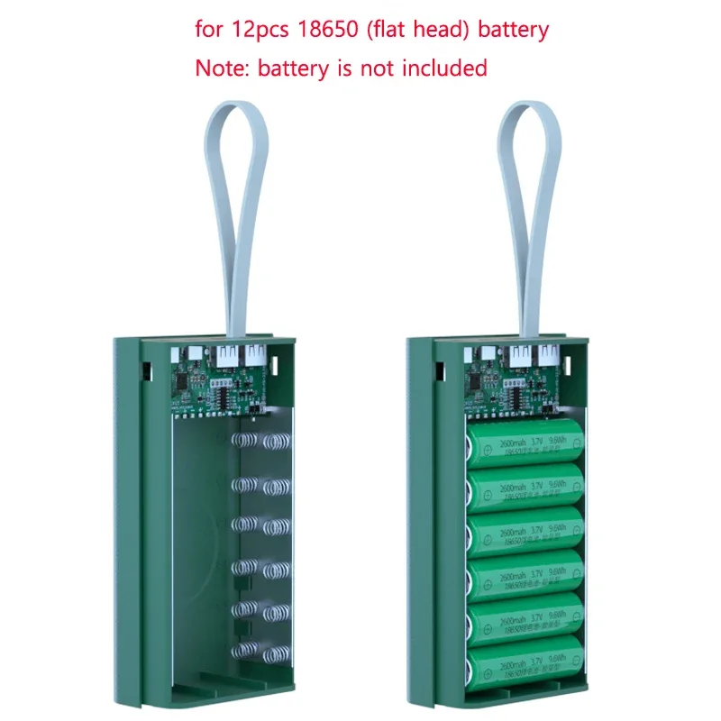 شاشة الكريستال السائل لتقوم بها بنفسك 12*18650 قوة البنك علبة شحن لاسلكية PD QC 3.0 لحام مجاني 18650 بطارية Powerbank صندوق مع كابل شاحن