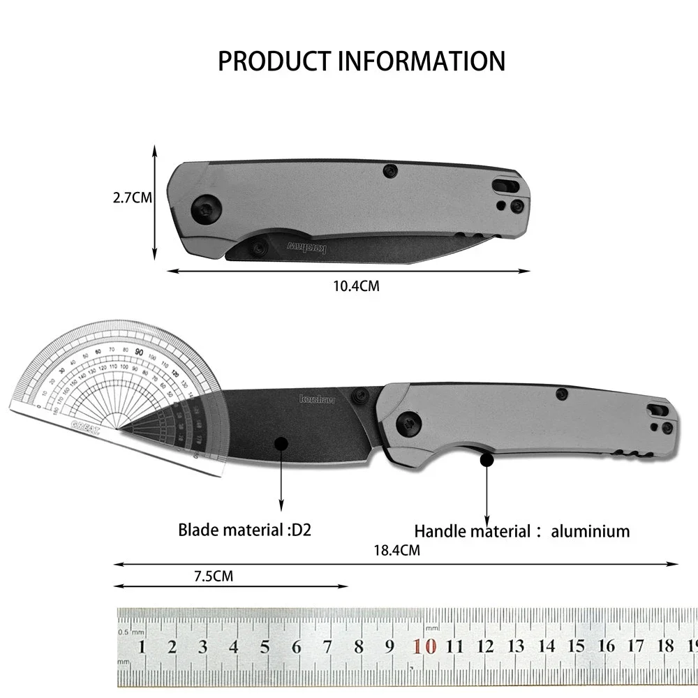 NEW Hot Selling KS 6105 Folding Pocket Knife D2 Blade Aluminum Handle Outdoor Camping Hiking Tool Survival Hunting Knife