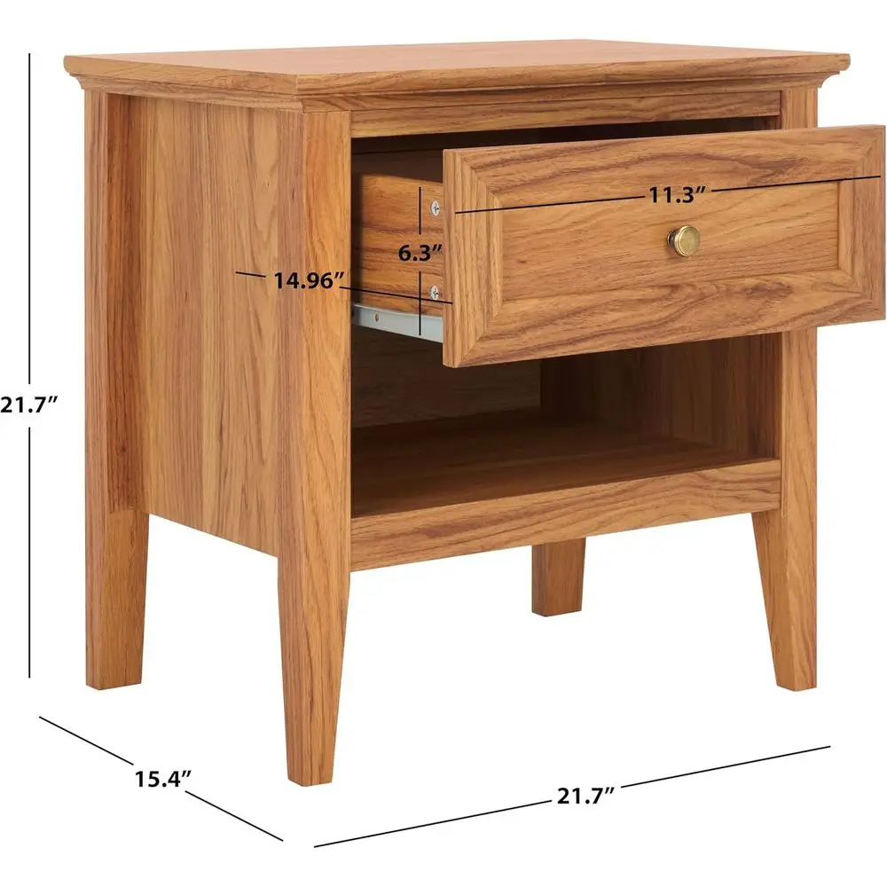 Oak & Gold 2-Drawer Nightstand, Home Collection by Sondra