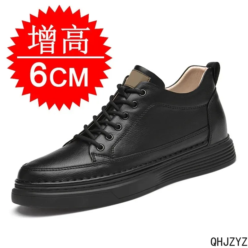 Genuine Leather Height Increasing Shoes For Men 6cm Invisible Elevator Sneakers Sport Hidden Heel Zapatillas De Hombre