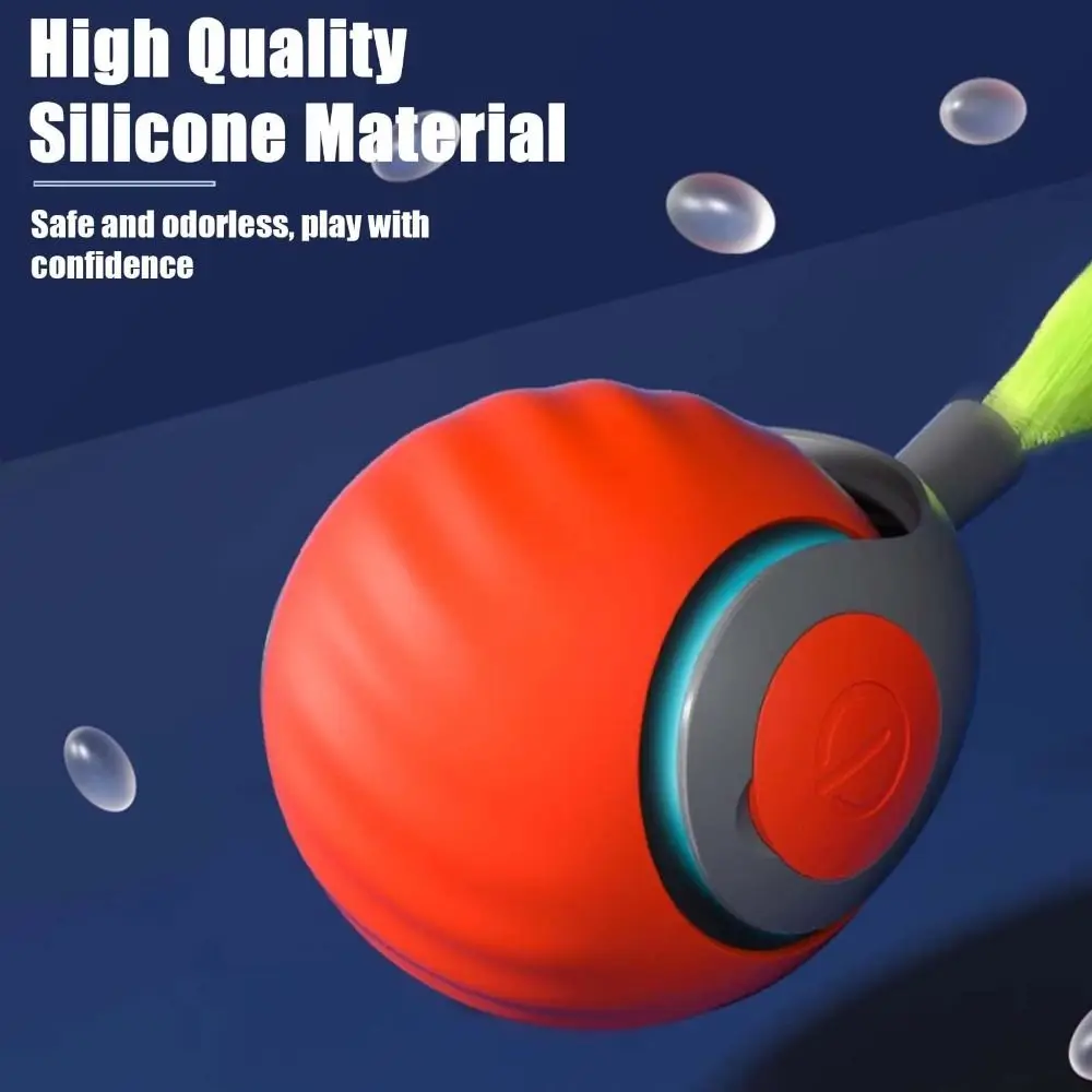 Silicone Smart Self Rolling Ball Cat Toy Automatic USB Rechargeable Silent Power Ball Cat Toy With Colorful Tail Relieve Boredom