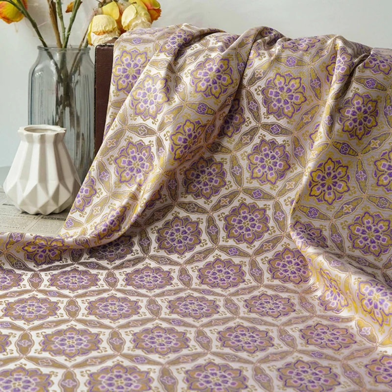 

Gold Thread Jacquard Curtains Fabric for Handmade Sewing DIY Home Dunhuang Hanfu Tang Suit Designer Decoration Crafts Materials