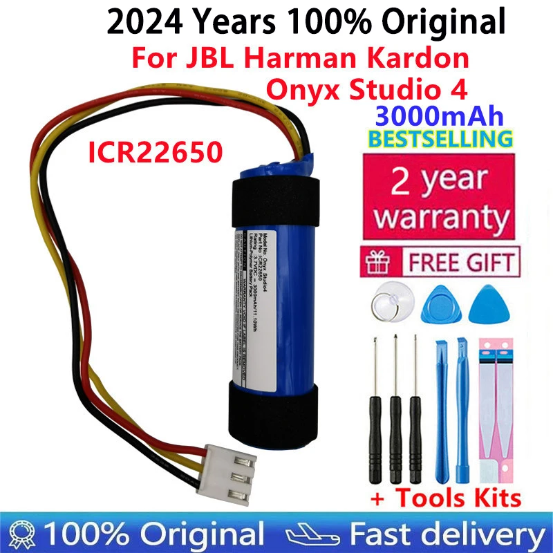 하만 카돈 오닉스 스튜디오 4 용 교체 배터리, 블루투스 스피커 배터리, 3000mAh ICR22650, 정품, 고품질, 신제품