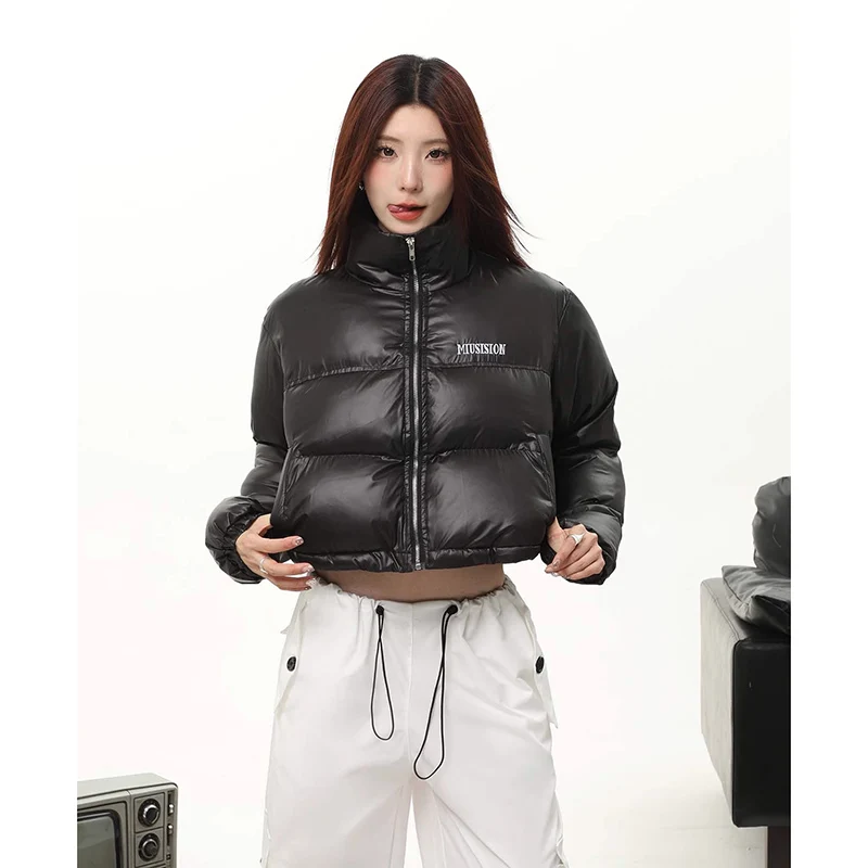 2023 Autumn/Winter New American Short Cotton-padded Women\'s Standing Collar Small Loose Thickened Bread Coat