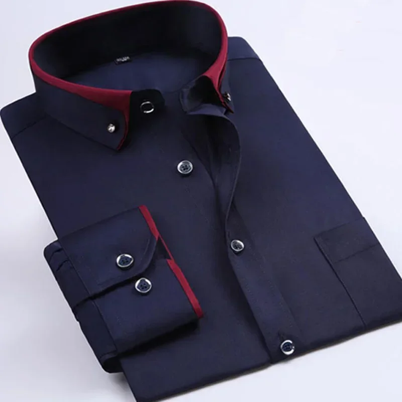 Spring Men wedding shirt Formal long sleeve plus size big 3XL 4XL dress shirts Pink formal navy blue 9XL 10XL 14XL Blouse black