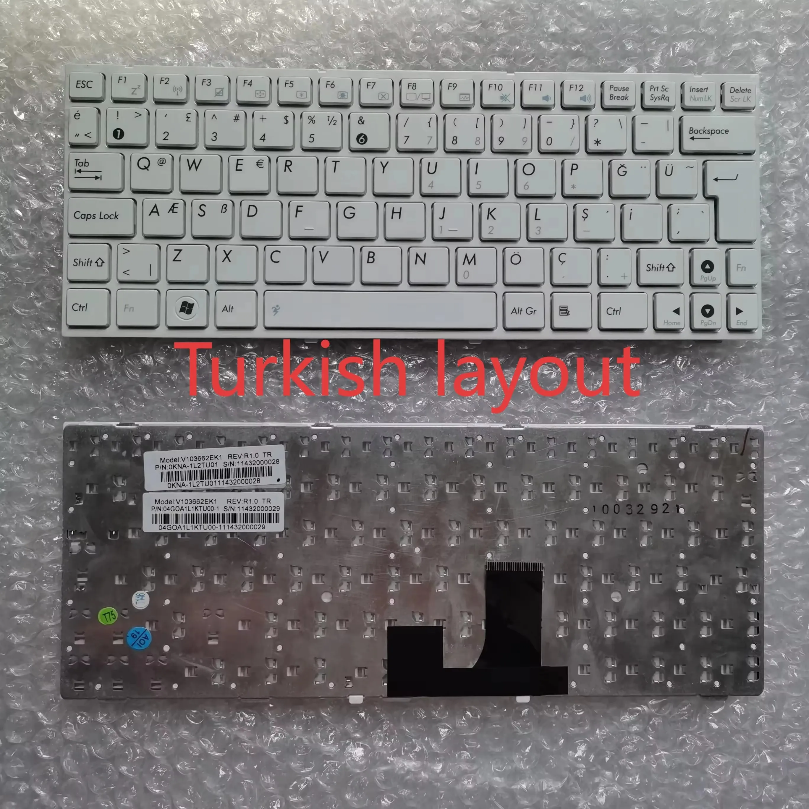 XIN For ASUS EEEPC EPC EEE PC 1005 1001 1005P 1005PE 1005PEG 1005PG 1008p 1005PX 1005PE Turkish laptop Keyboard White With Frame