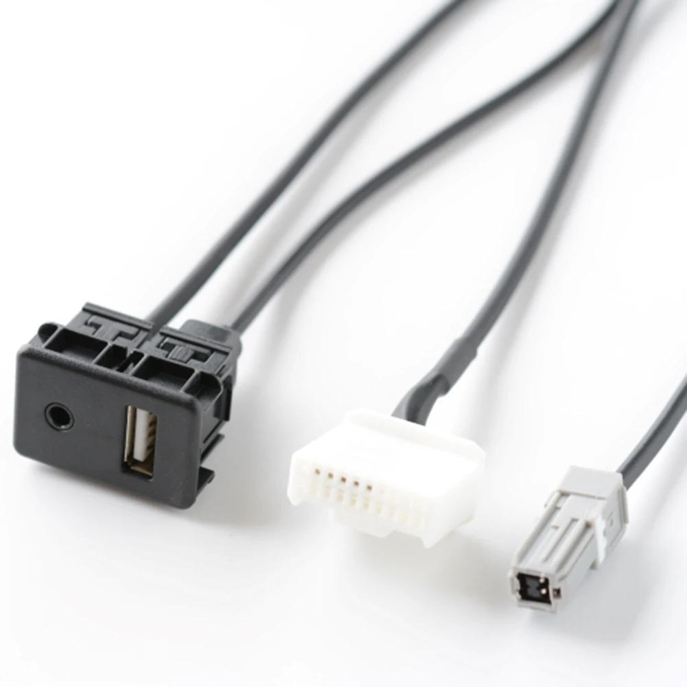 كابل محول AUX مقبس USB سهل التركيب راديو الصوت AUX USB 20Pin 22 مللي متر * 34 مللي متر داش لوحة سلك تسخير كابل 1 مجموعة أسود