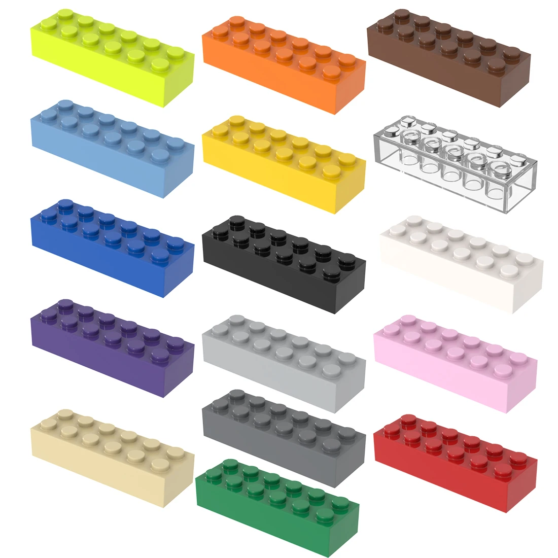 [FunBrick] 10PCS DIY Building Blocks 20PCS Thick Figures Bricks 2x6 Dots Educational Creative Size Compatible With 2456 Plastic