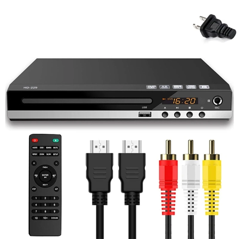DVD Player for TV with AV-output, Home SVCD Player All Region Free CD-RW Player for Home Stereo System Built-in MIC-port