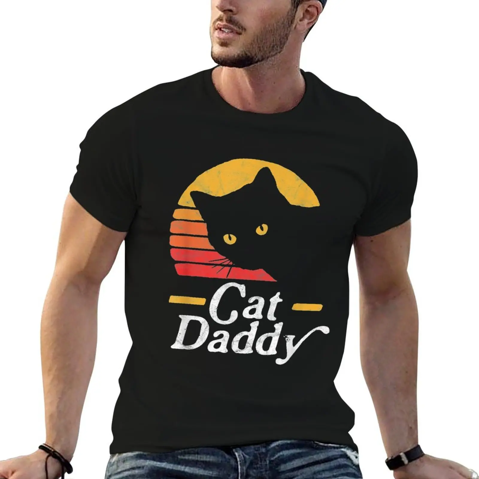

Cat Daddy Vintage Eighties Style Cat Retro Distressed T-Shirt t shirt man designer mens graphic t shirts T-Shirt