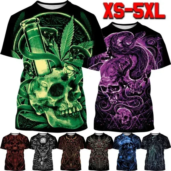 

Casual Gothic Plus Size Short-sleeved Top Cool Fashionable and Fun Hip-hop 3D Printed T-shirt Personalized Street