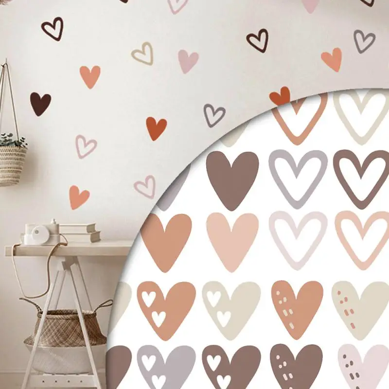 36pcs Heart Shaped Wall Stickers Home Decoration Posters Bohemian Wall Decals For Living Room Bedroom Nursery Room Kids Room